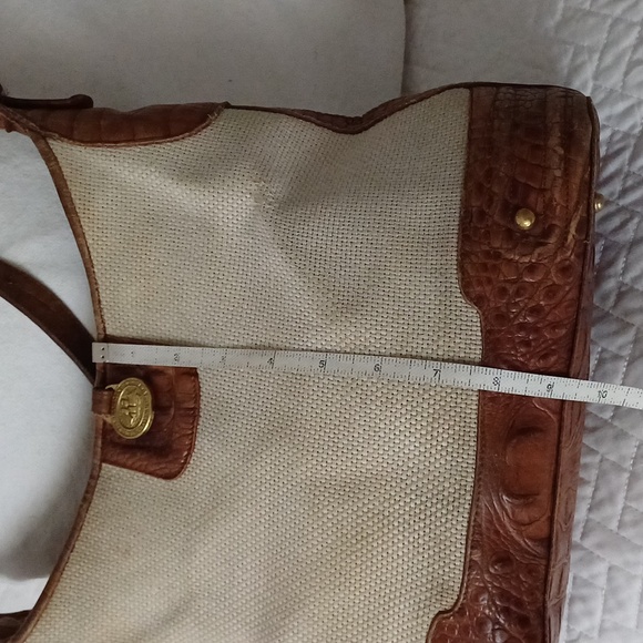 Brahmin Croc & woven canvas shoulder bag hobo - Picture 12 of 16